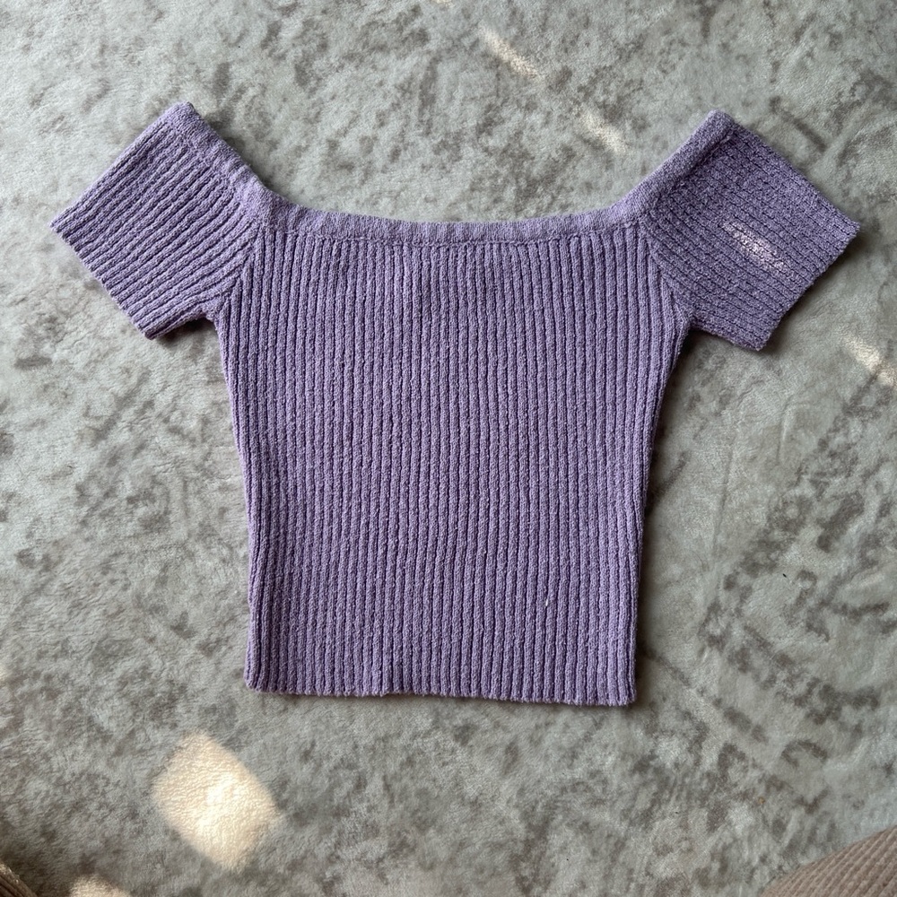 Lavender Off-Shoulder Sweater